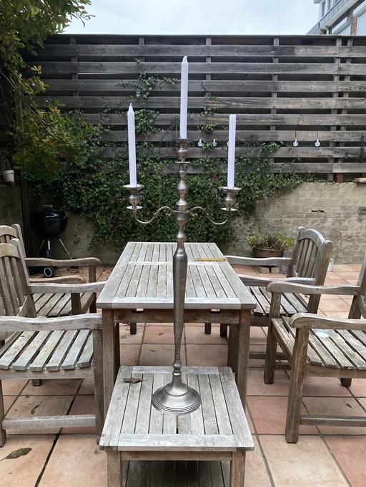 Grand bougeoir Mid Century en étain pur