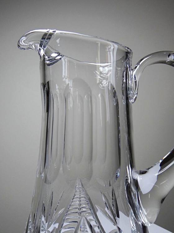Image 1 of Grand pichet à eau en cristal taillé, cristallières européennes XXe