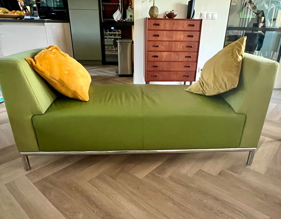 Image 1 of Montel Mos Groen Tweezitsbank Bank Sofa Design Leer En Stof