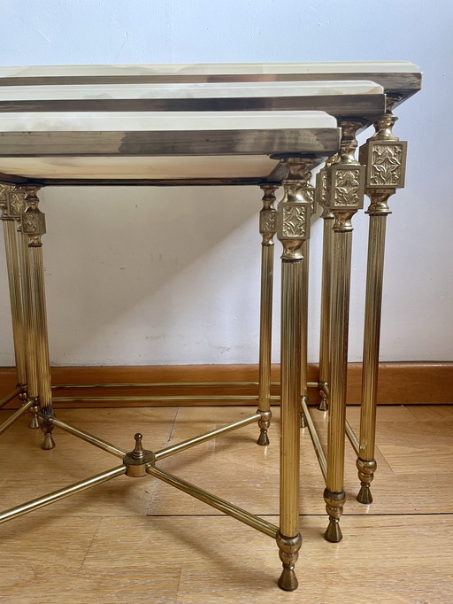 Vintage neoclassicistische set bijzettafels