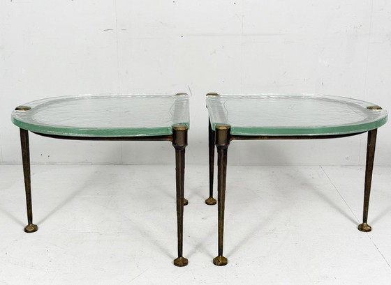 Image 1 of Set di 2 tavolini laterali/tavolini da caffè brutalisti degli anni '80 di Lothar Klute, Germania