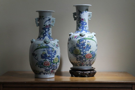 Antique Chinese Rouleau Vase – Ceramic, Porcelain (photo 14 of 16)