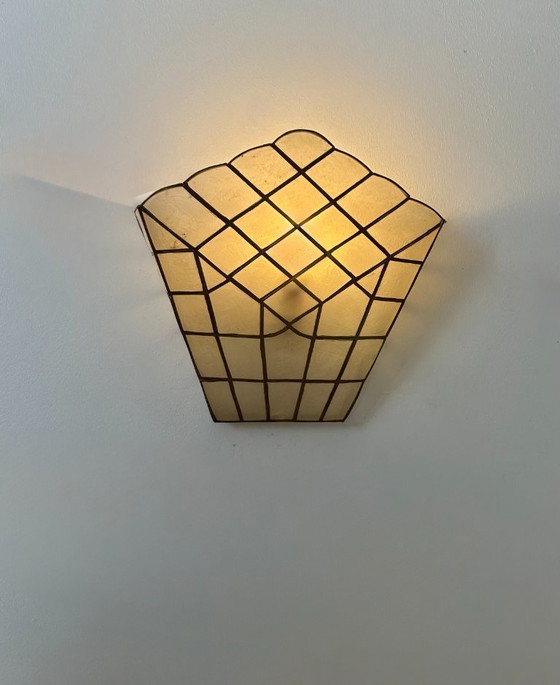Image 1 of Wandlampe aus Perlmutt und Messing, Frankreich, 1970