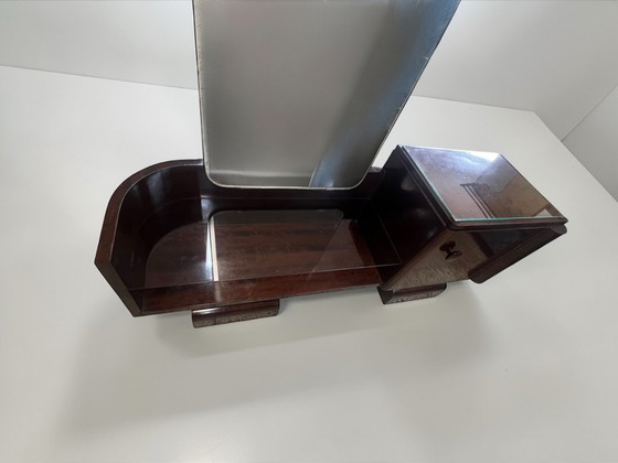 Image 1 of Streamline - Art Deco dressing table with beveled mirror and walnut burl veneer – Germany 1940s / 1950s