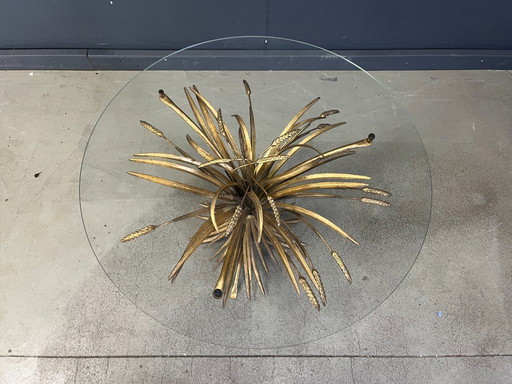 Vintage gilt metal sheaf of wheat coco chanel coffee table, 1960s