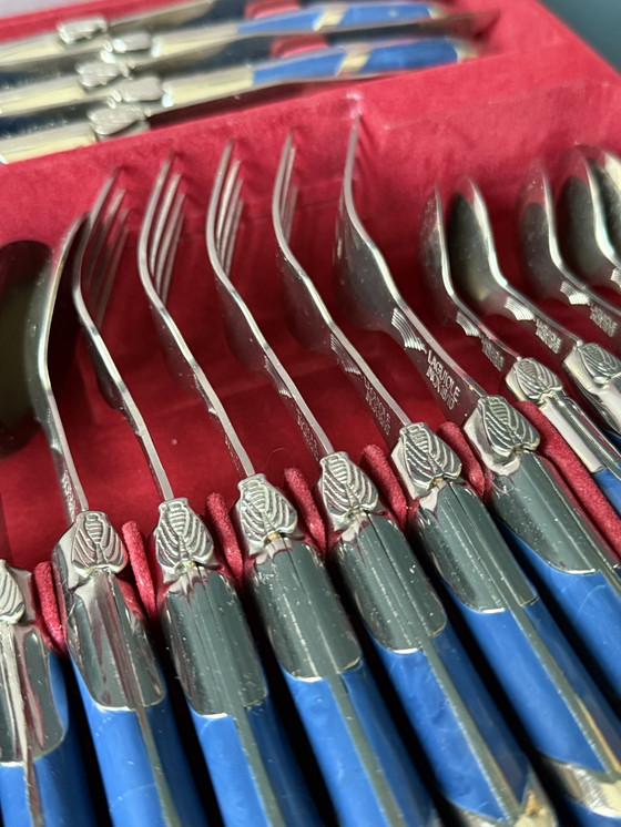 Image 1 of Service de couverts de luxe Laguiole Pradel 25 pièces, bleu argent