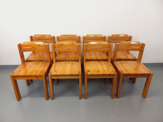Image 1 of Set di 8 sedie scandinave vintage di Ilmari Tapiovaara per Asko in pino degli anni &#39;70