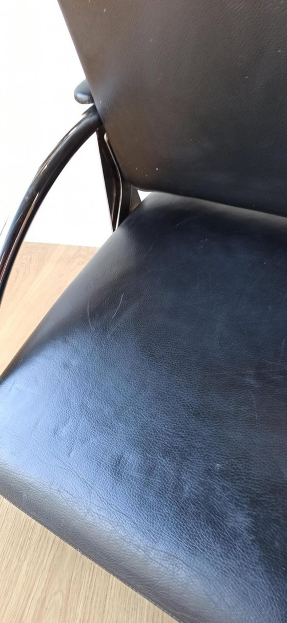 Image 1 of Fauteuil en cuir chromé, chaise longue des années 1970.