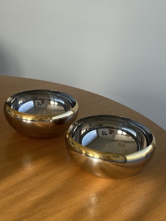 Image 1 of 2 insalatiere vintage Alessi - Acciaio inossidabile argento e oro