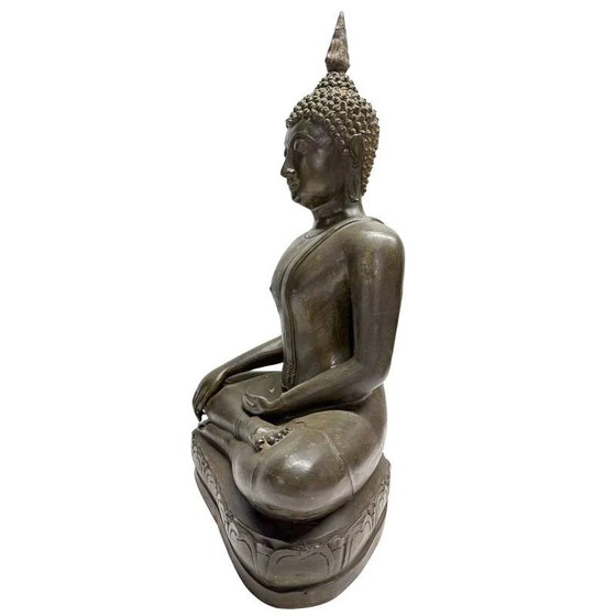 Antiguo Buda Sukhothai de Bronce Tailandés del Siglo XIX – Fundición Pesada Premium (47.5 cm / 12.6 kg) (photo 8 of 11)