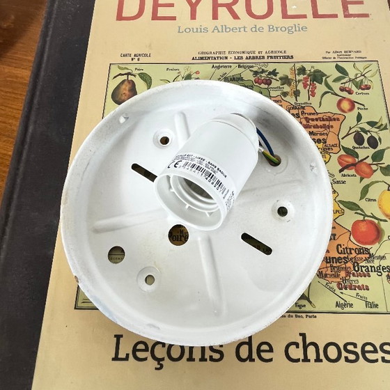 Vintage Round Wall Sconce Ceiling Light Transparent Glass 1970 1980 (photo 7 of 9)