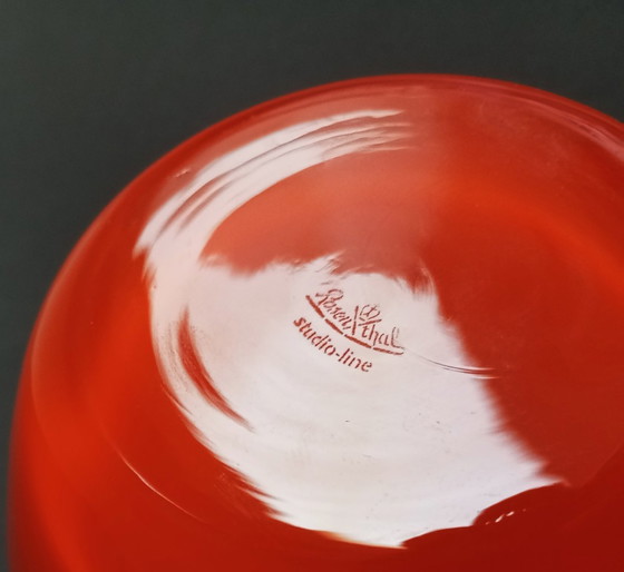 Image 1 of Énorme vase en verre orange/blanc Walther Gropius Bauhaus 'TAC02' Rosenthal 1969