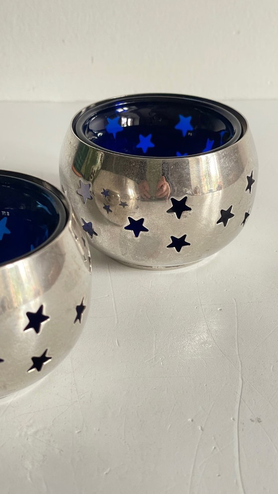 Image 1 of PHOTOPHORES Métal Argenté et Etoiles