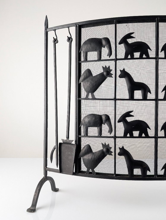 Image 1 of Parascintille in ferro battuto realizzato da Atelier Marolles, Francia, anni '50.