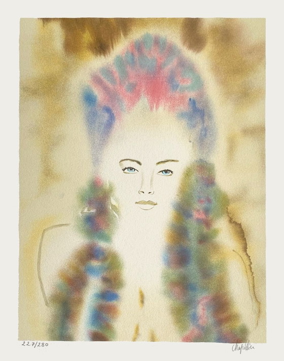 Image 1 of Cécile Chapellier Portrait of a young woman Signed lithograph 1990