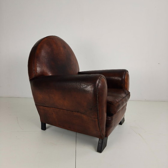 Image 1 of Poltrona da club per gentiluomini in stile Art Déco in pelle