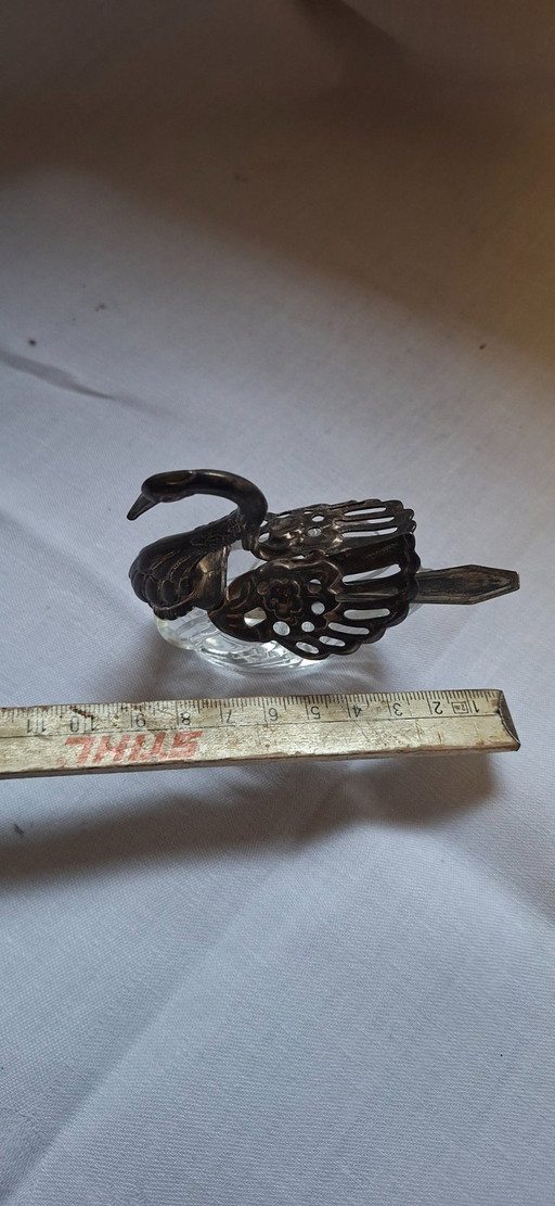 Saleron cygne style années 50 avec cuillère – tafelaccessoires, Glass, Metal (photo 2 of 7)