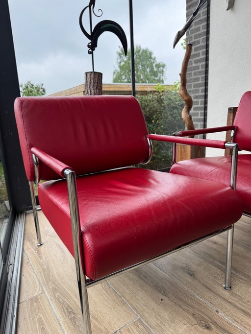 Leolux Gazetta cuir rouge 2x