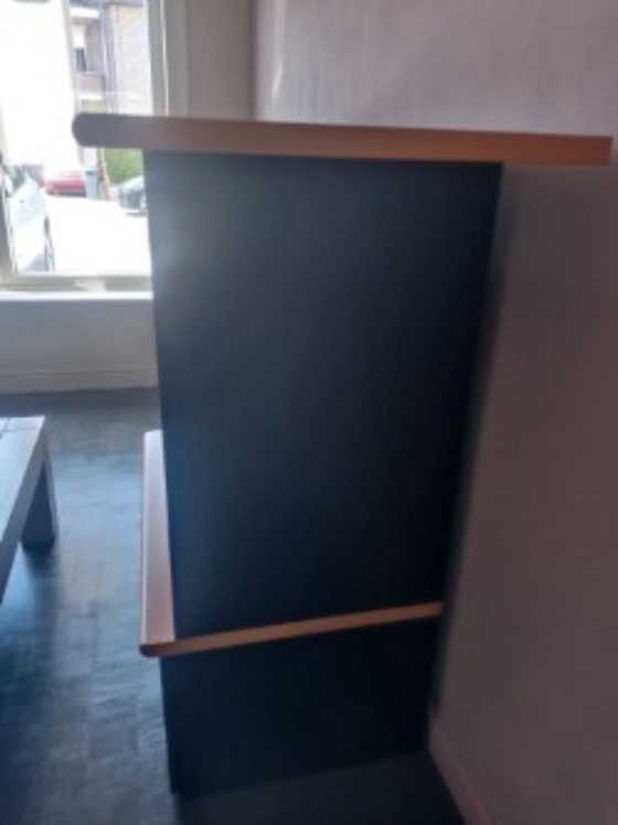 Verardo Cartesio – Complete Italian Design Furniture Set – Black High Gloss/Wood – Sideboard (photo 6 of 13)