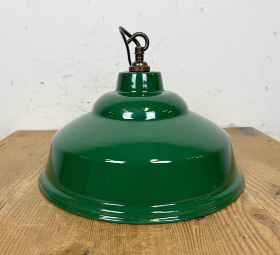 Image 1 of Lampada a sospensione industriale in smalto verde britannico, anni '60