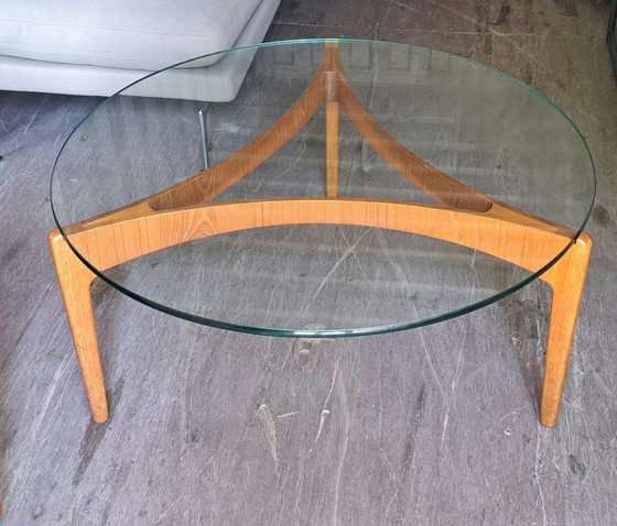 Image 1 of Tavolino da caffè di Sven Ellekaer per Christian Linneberg – Teak e vetro, design danese di metà secolo, anni '60