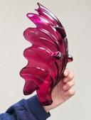 Vintage Magenta/Fuchsia Leaf Bowl by Vidrios San Miguel