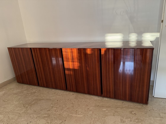 Image 1 of Monumental Rosewood Sideboard Zebrawood Lacquered Mid-Century Design 1970