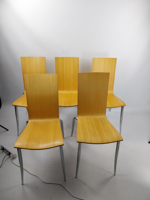 5 sedie Driade Olly Tango di Philip Starck anni '90