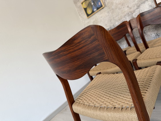 6er Set Palisander Stühle Møller Modell 71 Geflecht Neu, 60er – Niels Otto Møller, Esszimmerstühle, Wood (photo 9 of 15)