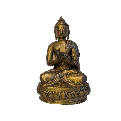 Antieke Chinees-Tibetaanse bronzen Boeddha – Dharmachakra Mudra – 123 – beeldhouwkunst