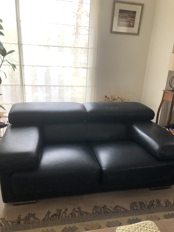 2-seater sofa in black leather, Roche Bobois, 2 seaters, Modern (photo 4 of 5)