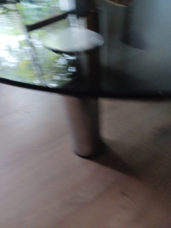 Marcuso Round Coffee Table / Lounge Table – Marco zanuso, polished steel, Glass (photo 5 of 6)