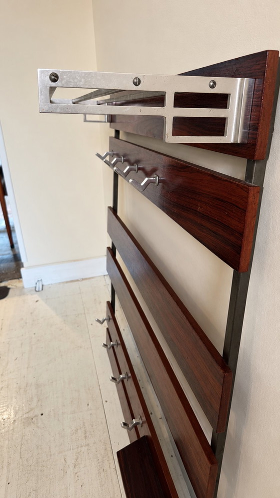 Vintage Rosewood Wall Coat Rack 80 X 100cm – Wall decoration, Aluminium, rvs (photo 3 of 5)