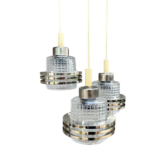 Image 1 of Mid Century Moderne Cascade Kroonluchter Pokrok Žilina, Tsjecho-Slowakije, 1970