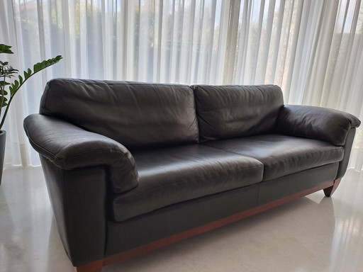 Black leather 3-seater sofa from Bench