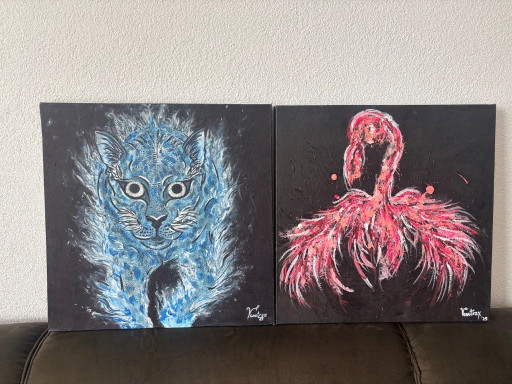 Cuore della notte e inferno dei fenicotteri – schilderijen tekeningen, Canvas (photo 2 of 5)