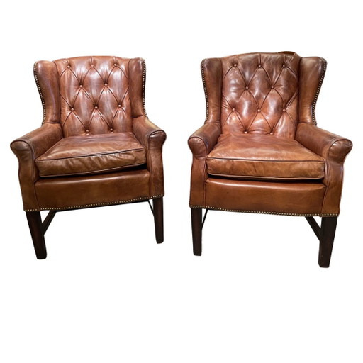 2 x fauteuils Chesterfield vintage