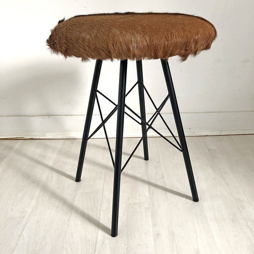 70'S Vintage Cowhide Stool
