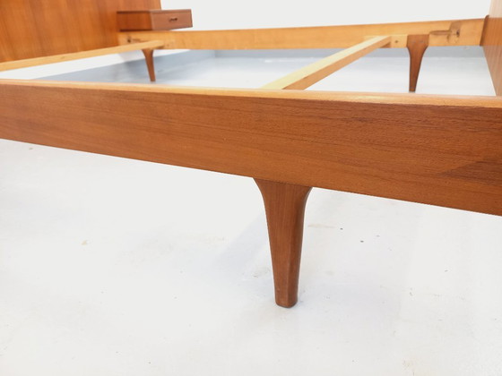 Image 1 of Vintage Scandinavian teak double bed from the 1960s with integrated bedside tables