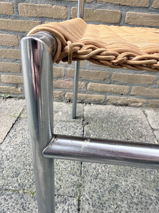 Martin Visser SE 05 | Vintage Design Stoel | Restauratieproject – Spectrum, eetkamerstoelen, Chrome, Wicker (photo 2 of 10)