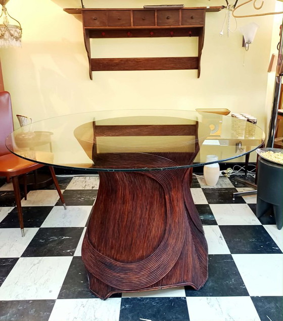 Vintage 1970s Rattan Marquetry Table – Dining tables (photo 11 of 12)