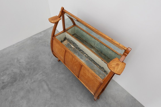 Image 1 of Art Deco buffet, planter or liquor cabinet in wood with mirror, France 1920s