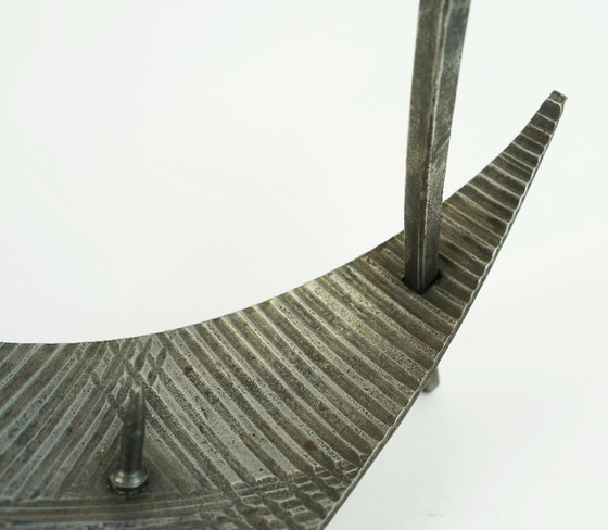 Image 1 of sculptural mid century modern brutalist iron CANDLE HOLDER 1960s 1970s