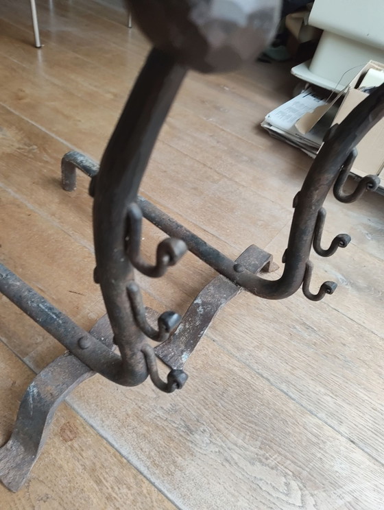 2 Morillos de Chimenea con Soportes para Asador – Objetos decorativos, Hierro (photo 3 of 5)