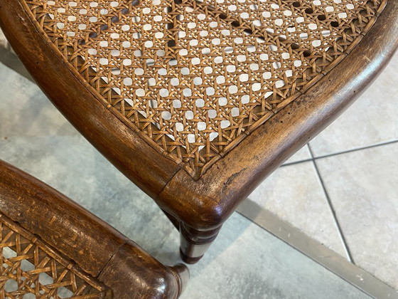 Image 1 of Coppia N2 di sedie antiche in canna e legno del 1900