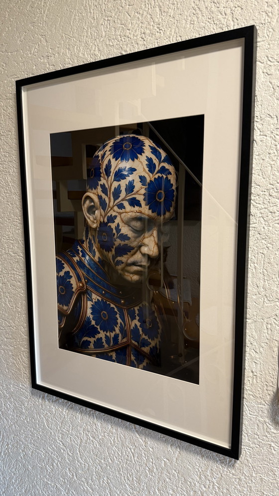 Image 1 of Kintsugi Porzellan Samurai Blue Flower von Rattan Hunt 