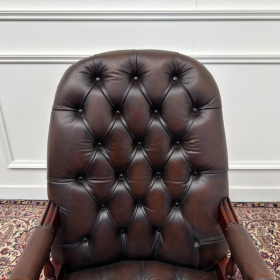Sedia da Ufficio Chesterfield Inglese Marrone President Chair – Sedie da ufficio, Leather, Wood (photo 5 of 7)