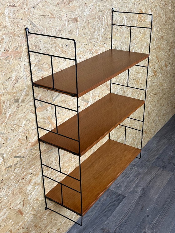 Image 1 of Anni '60-'70 scaffale in teak Scaffale a muro WHB Germania Scaffale a corda Design danese