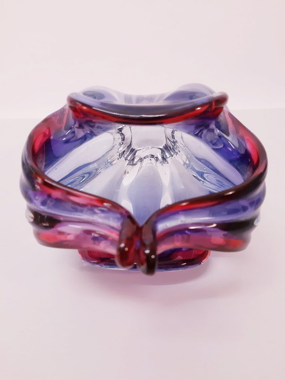 Image 1 of Basket for candy/sugar/ hand blown glass by Josef Hospodka/ Czechia