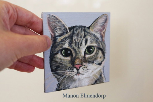 Unique Hand-painted Painting incl. Donkey Cat